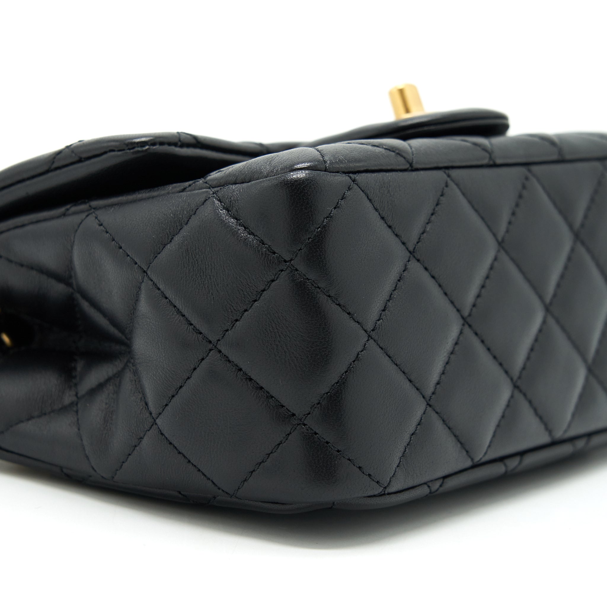 CHANEL MINI SQUARE PEARL CRUSH LAMBSKIN BLACK GHW