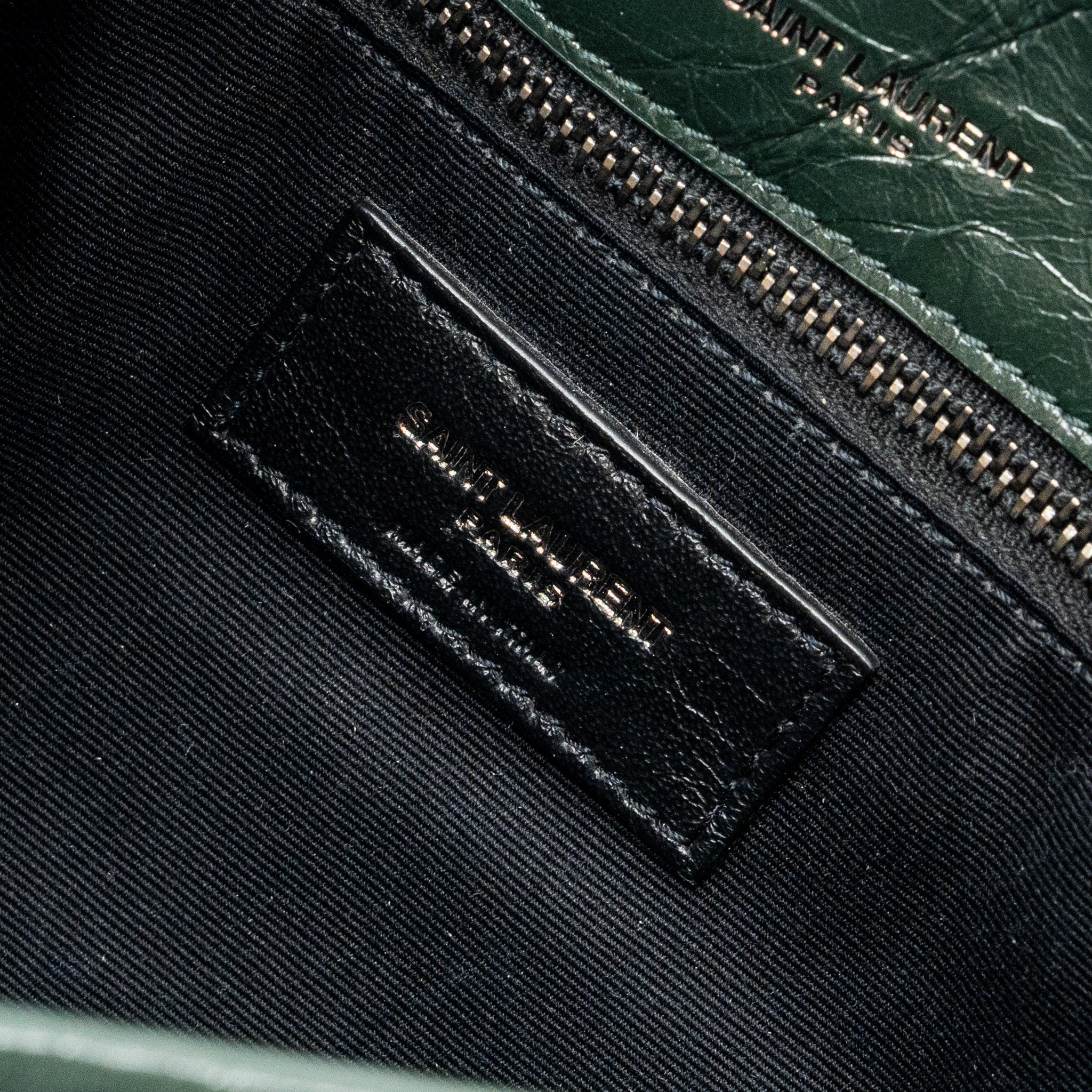 SAINT LAURENT MEDIUM NIKI CALFSKIN GREEN RUTHENIUM HARDWARE