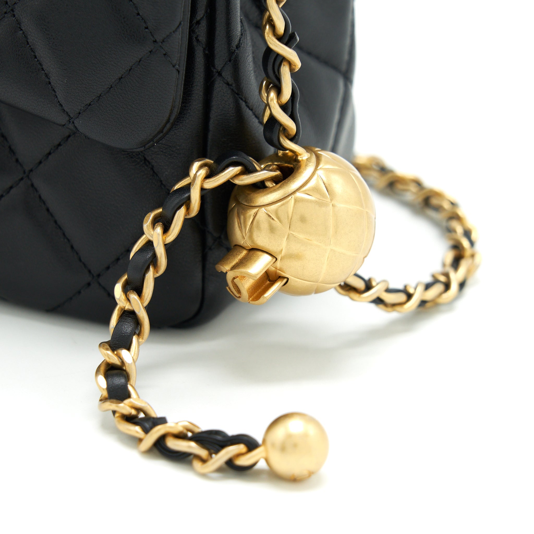 CHANEL MINI SQUARE PEARL CRUSH LAMBSKIN BLACK GHW