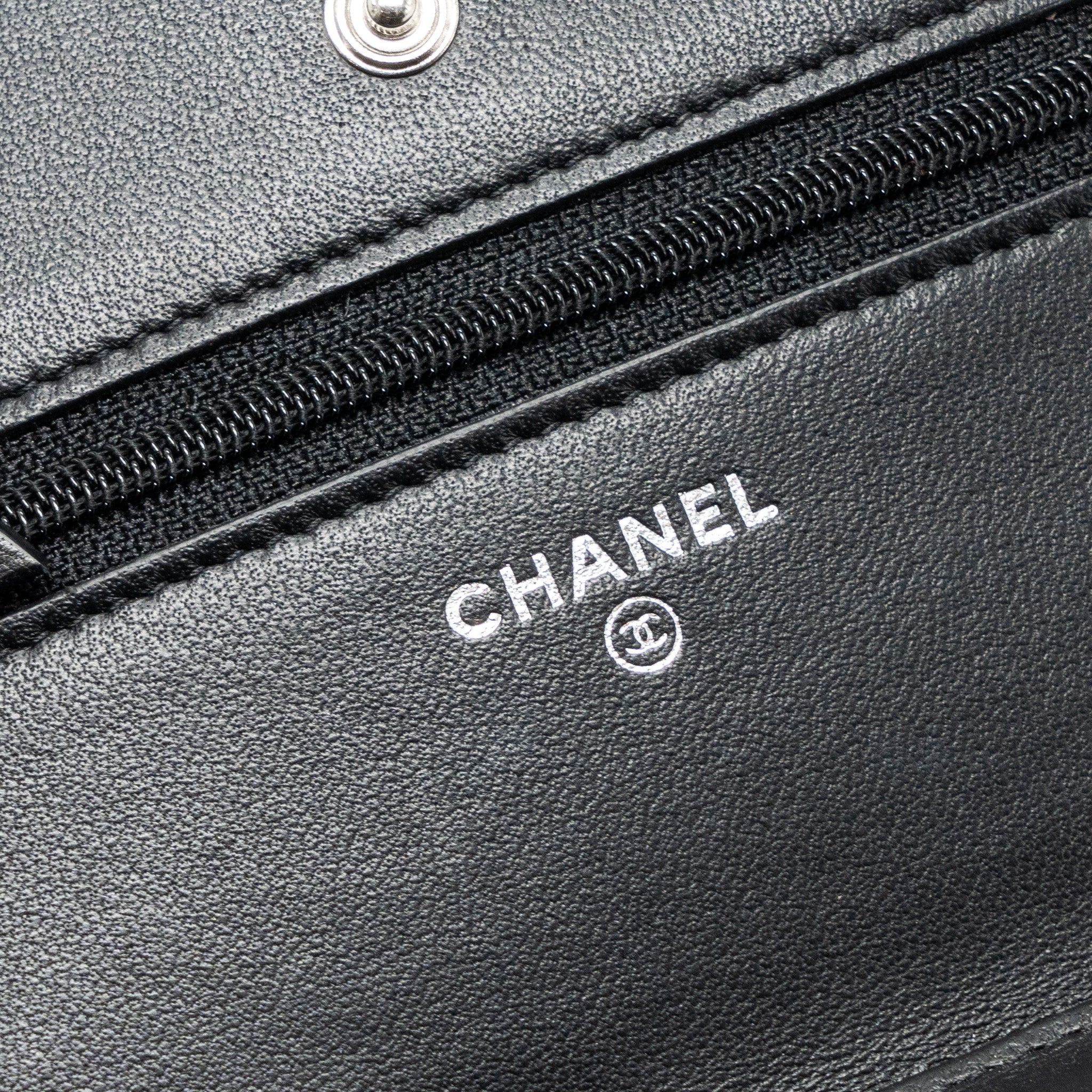 CHANEL CLASSIC WALLET ON CHAIN LAMBSKIN BLACK SHW