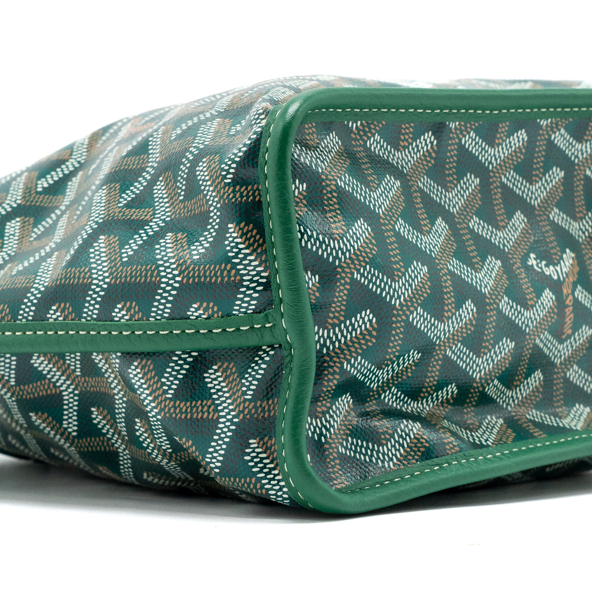 GOYARD MINI ANJOU TOTE BAG GOYARDLINE CANVAS / LEATHER GREEN SHW