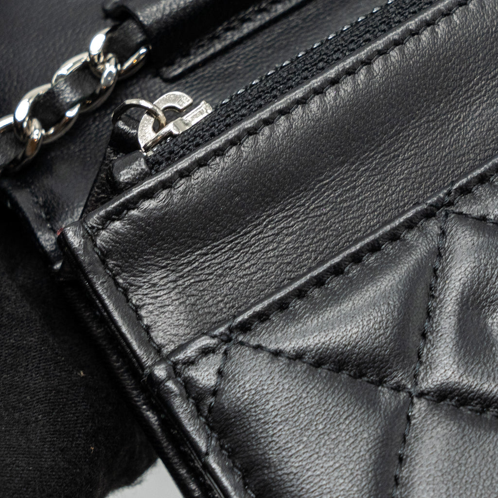 CHANEL CLASSIC WALLET ON CHAIN LAMBSKIN BLACK SHW