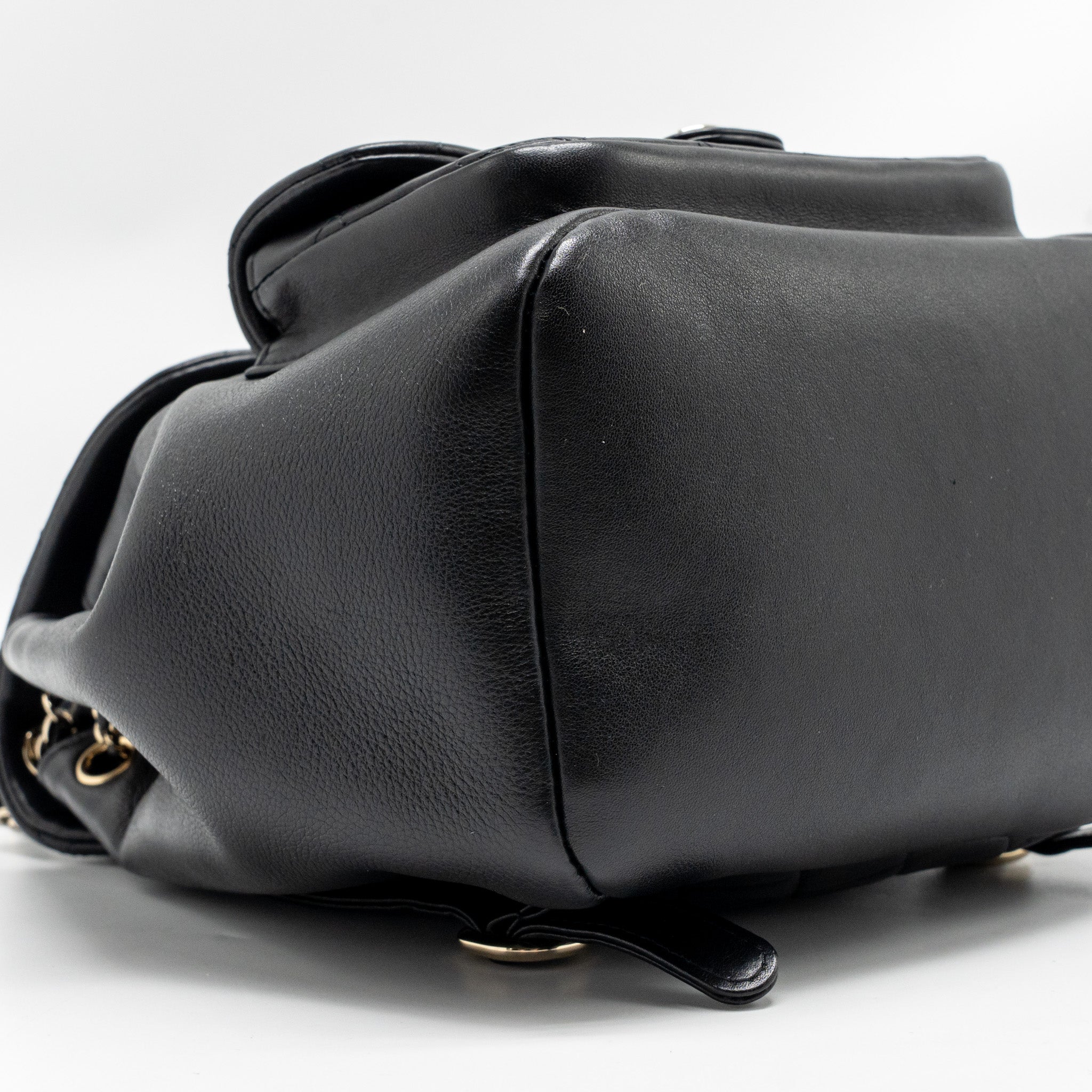 CHANEL LARGE DUMA BACKPACK CALFSKIN BLACK LGHW (MICROCHIP)