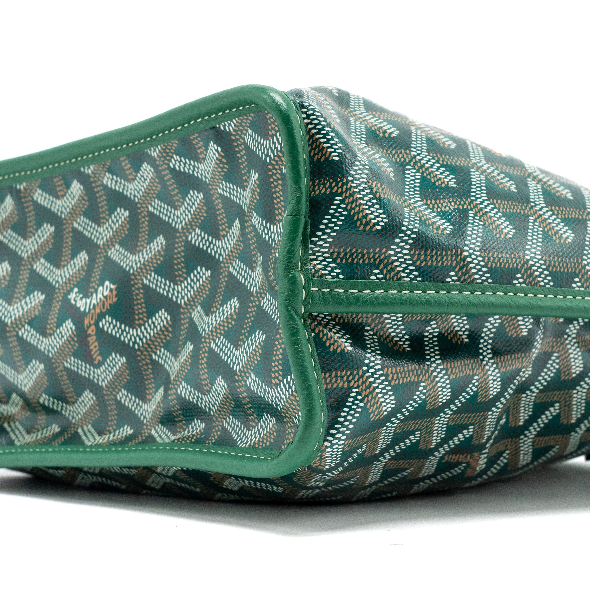 GOYARD MINI ANJOU TOTE BAG GOYARDLINE CANVAS / LEATHER GREEN SHW