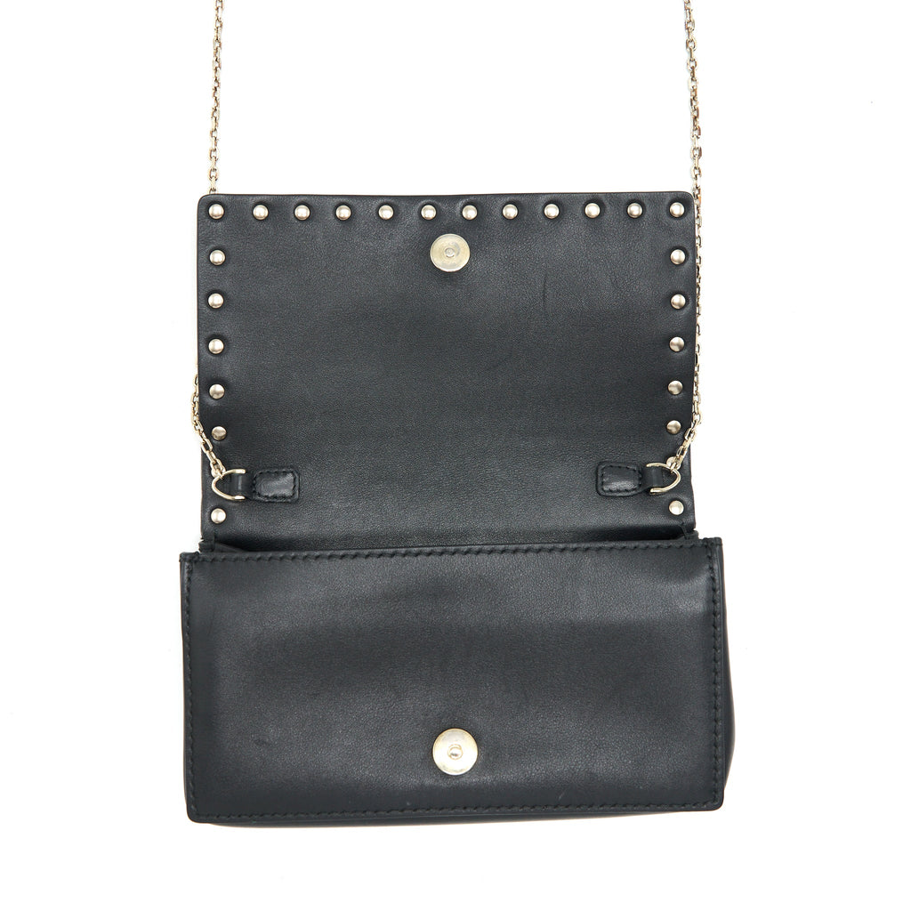 VALENTINO ROCKSTUD MINI FLAP CROSSBODY BAG BLACK LGHW