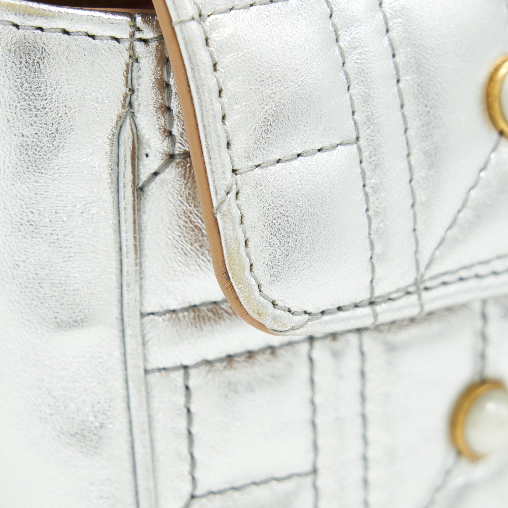 GUCCI MINI GG MARMONT FLAP BAG LIMITED EDITION SILVER WITH PEARL/GOLD HARDWARE