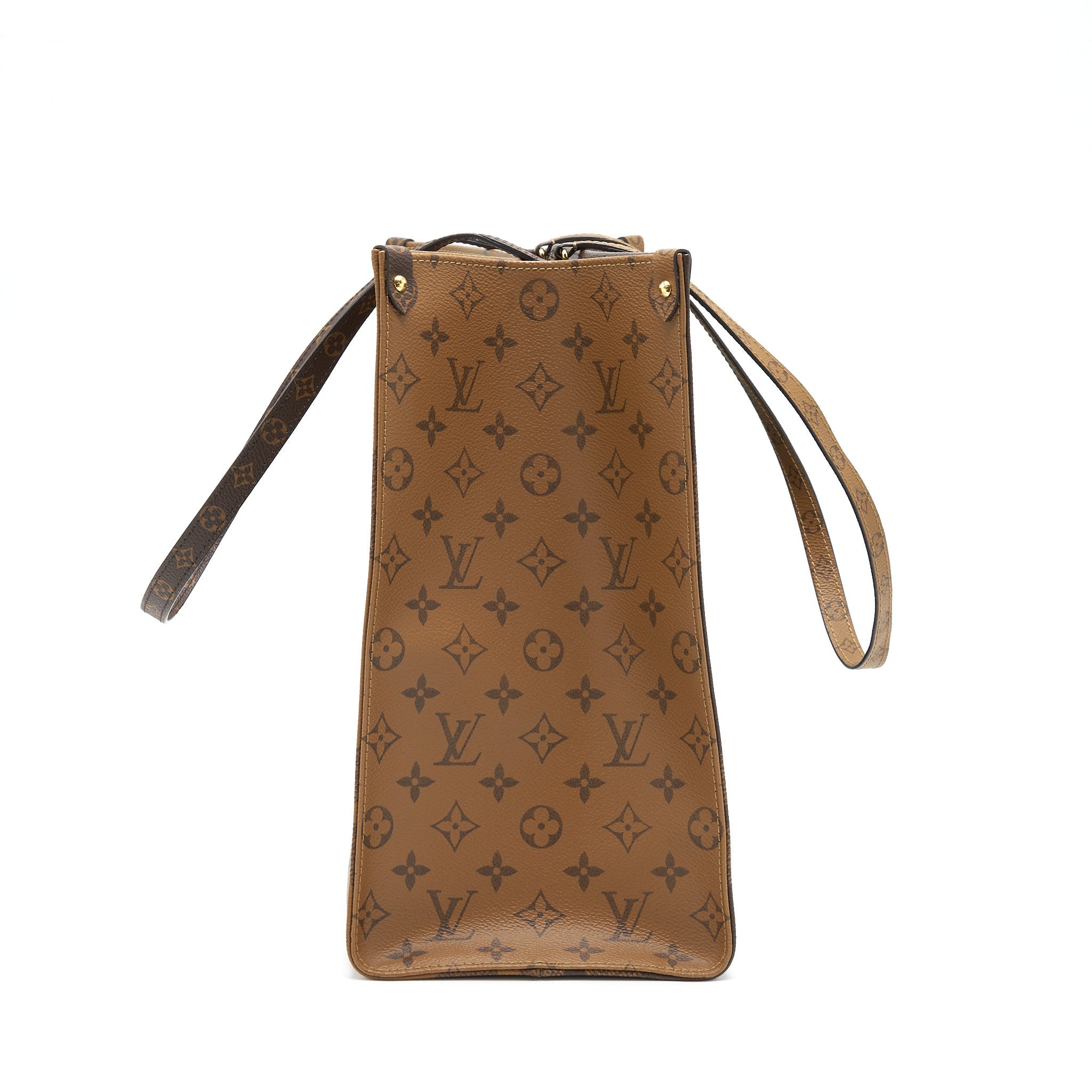 LOUIS VUITTON ON THE GO GM MONOGRAM REVERSE CANVAS GHW