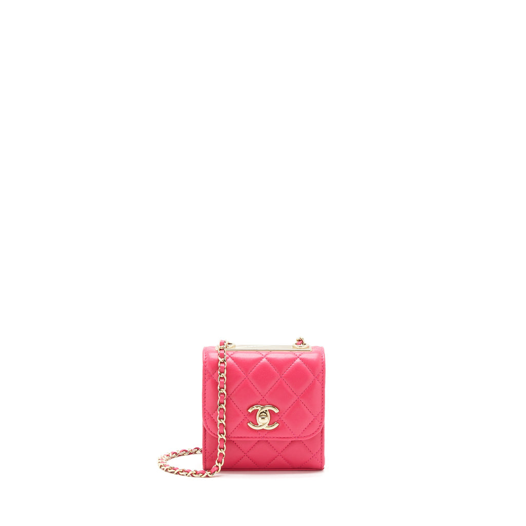 CHANEL MINI TRENDY CC CHAIN WALLET LAMBSKIN HOT PINK LGHW