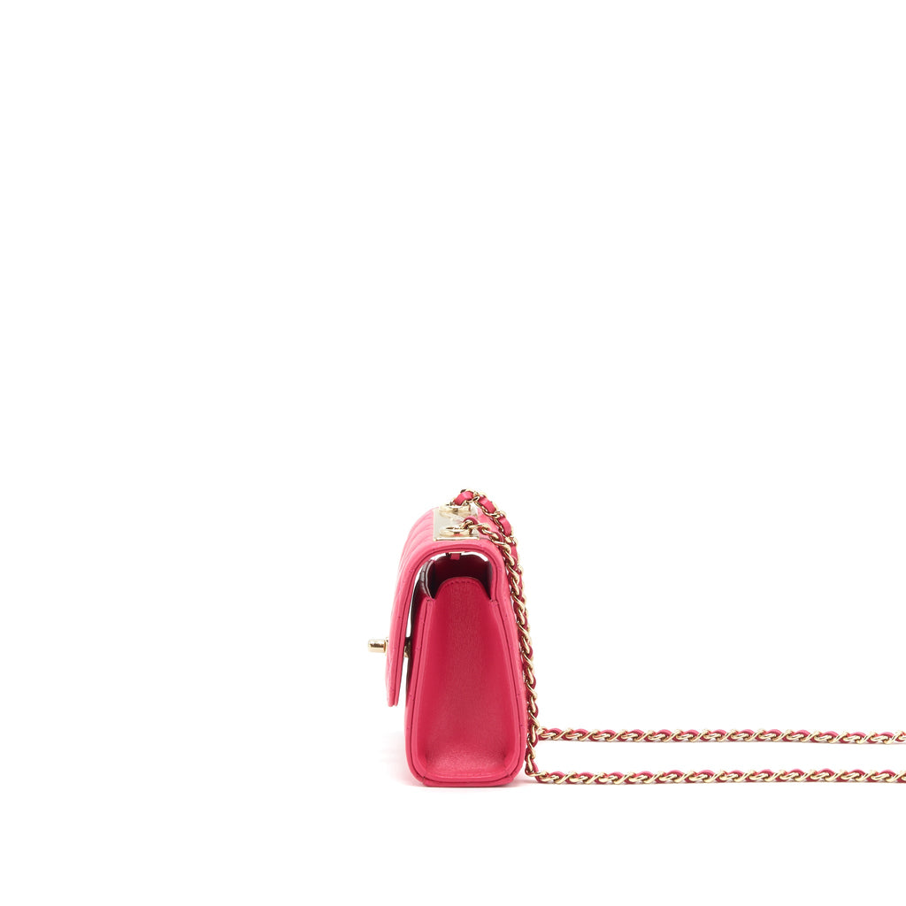 CHANEL MINI TRENDY CC CHAIN WALLET LAMBSKIN HOT PINK LGHW