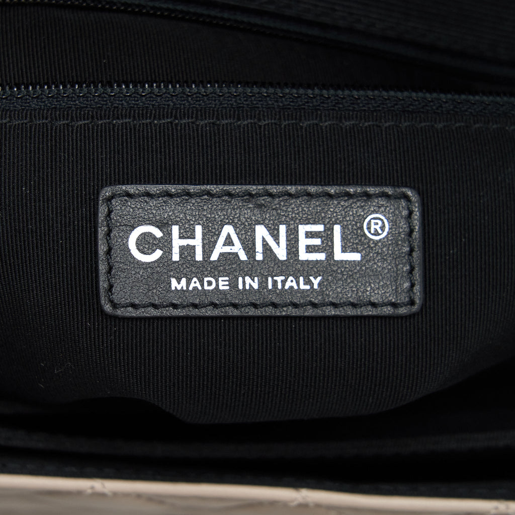 CHANEL SEASONAL FLAP BAG LAMBSKIN LIGHT BEIGE BLACK HARDWARE