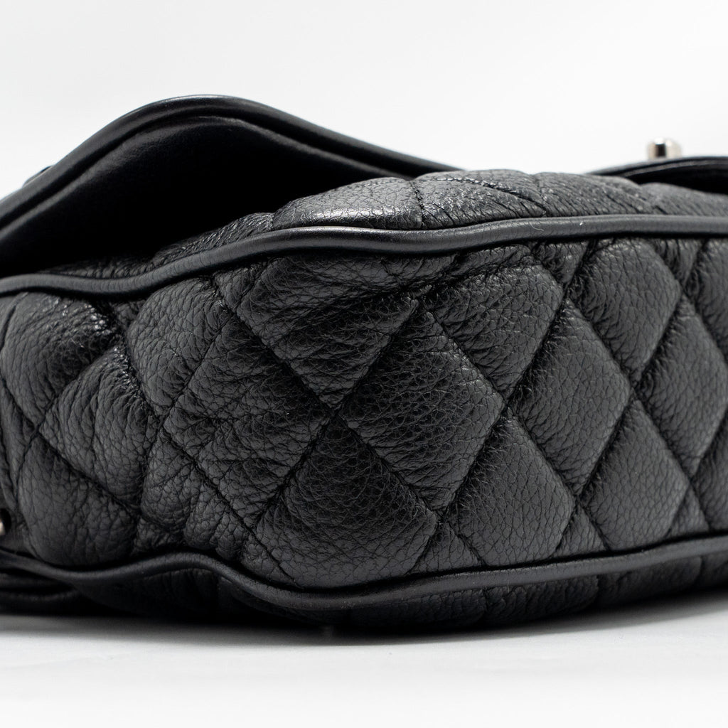 CHANEL MEDIUM CASUAL ROCK FLAP BAG GRAINED CALFSKIN BLACK RUTHENIUM HARDWARE