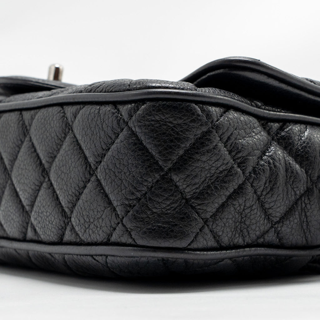 CHANEL MEDIUM CASUAL ROCK FLAP BAG GRAINED CALFSKIN BLACK RUTHENIUM HARDWARE