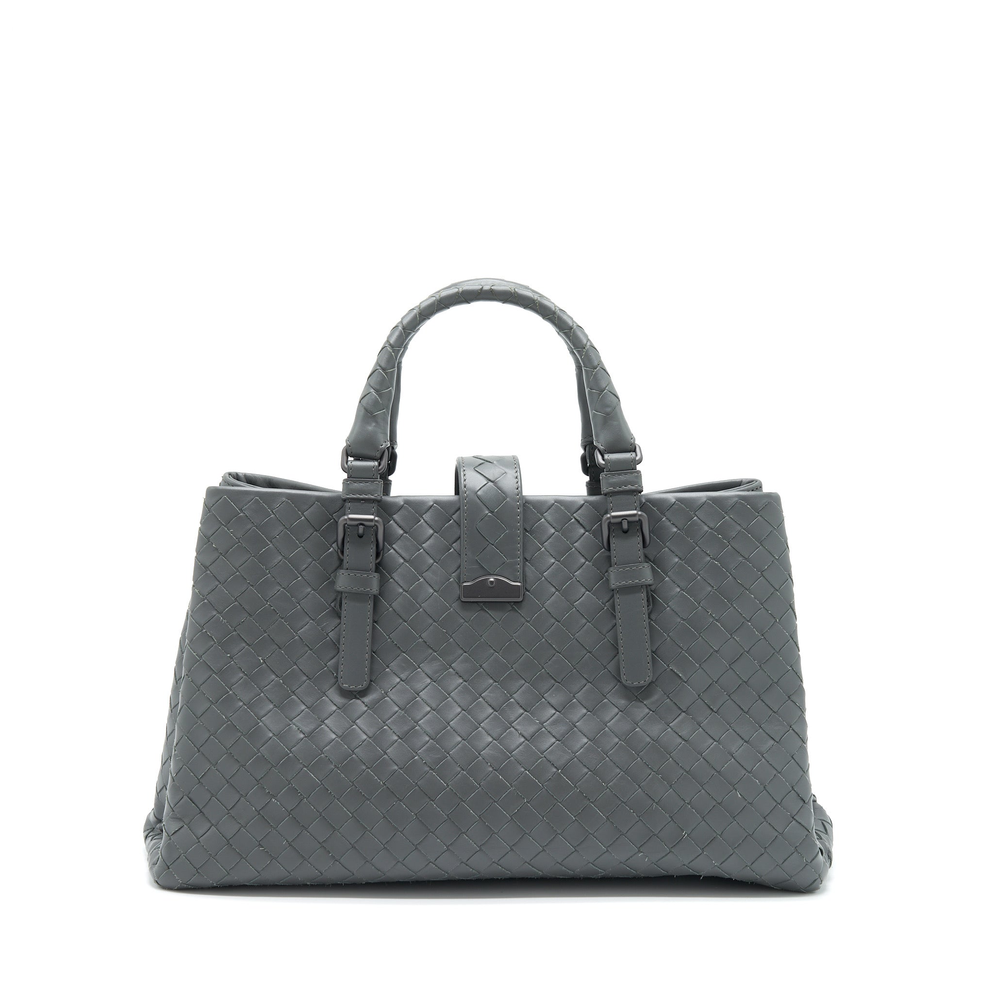 BOTTEGA VENETA ROMA TOTE BAG DARK GREY RUTHENIUM SLIVER HARDWARE