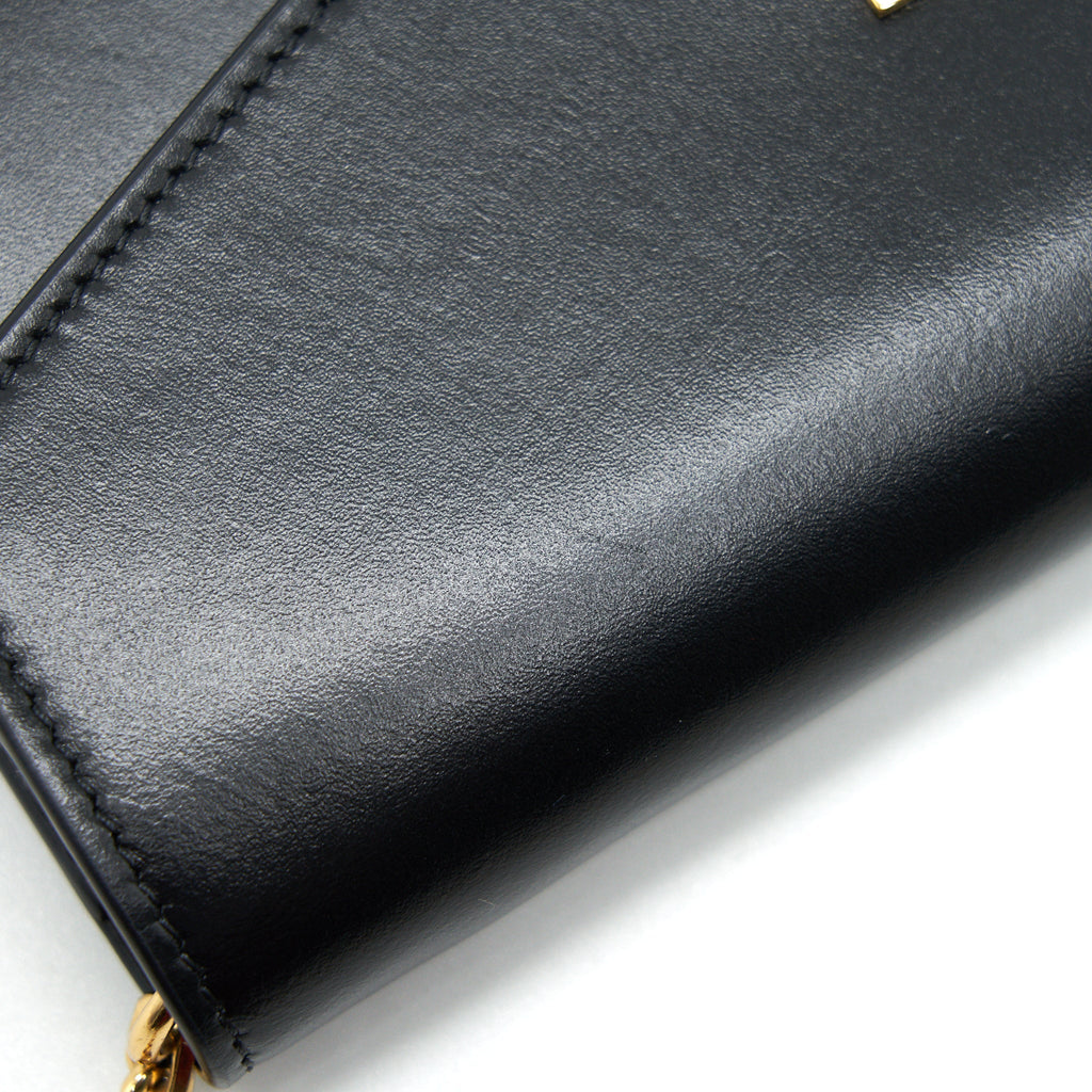 CELINE CALFSKIN C WALLET ON CHAIN BAG BLACK GHW
