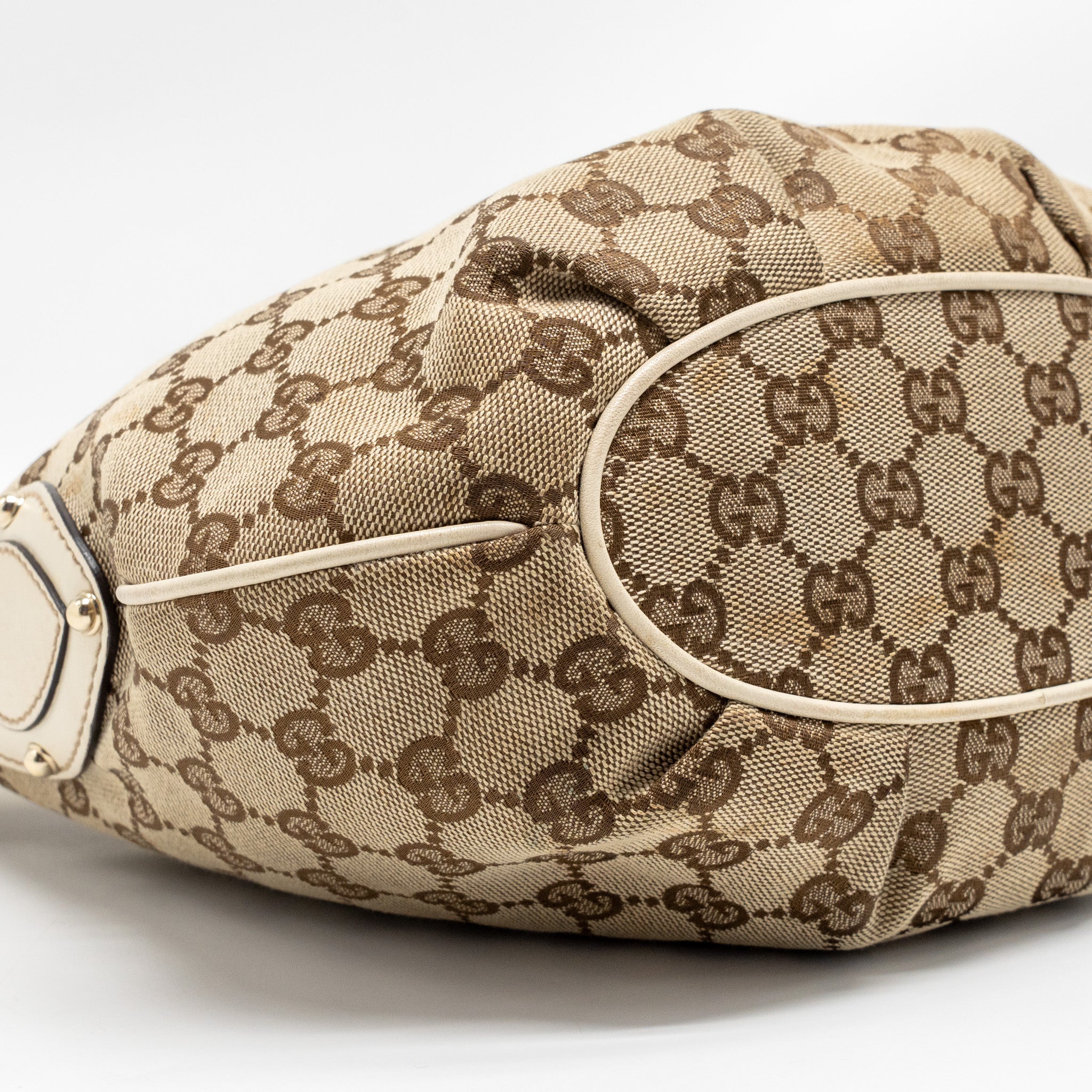 GUCCI PELHAM HOBO BAG GG CANVAS / LEATHER BEIGE/WHITE LGHW