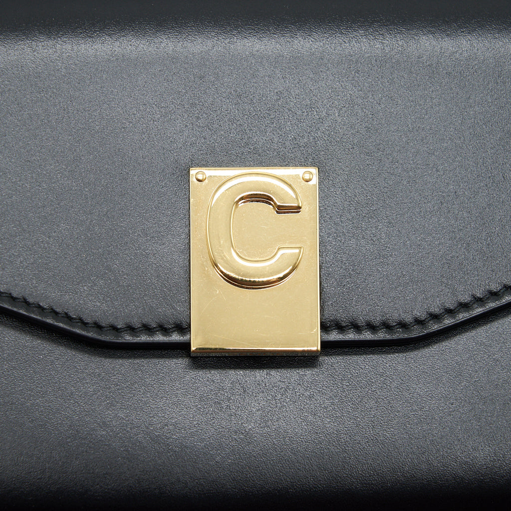 CELINE CALFSKIN C WALLET ON CHAIN BAG BLACK GHW