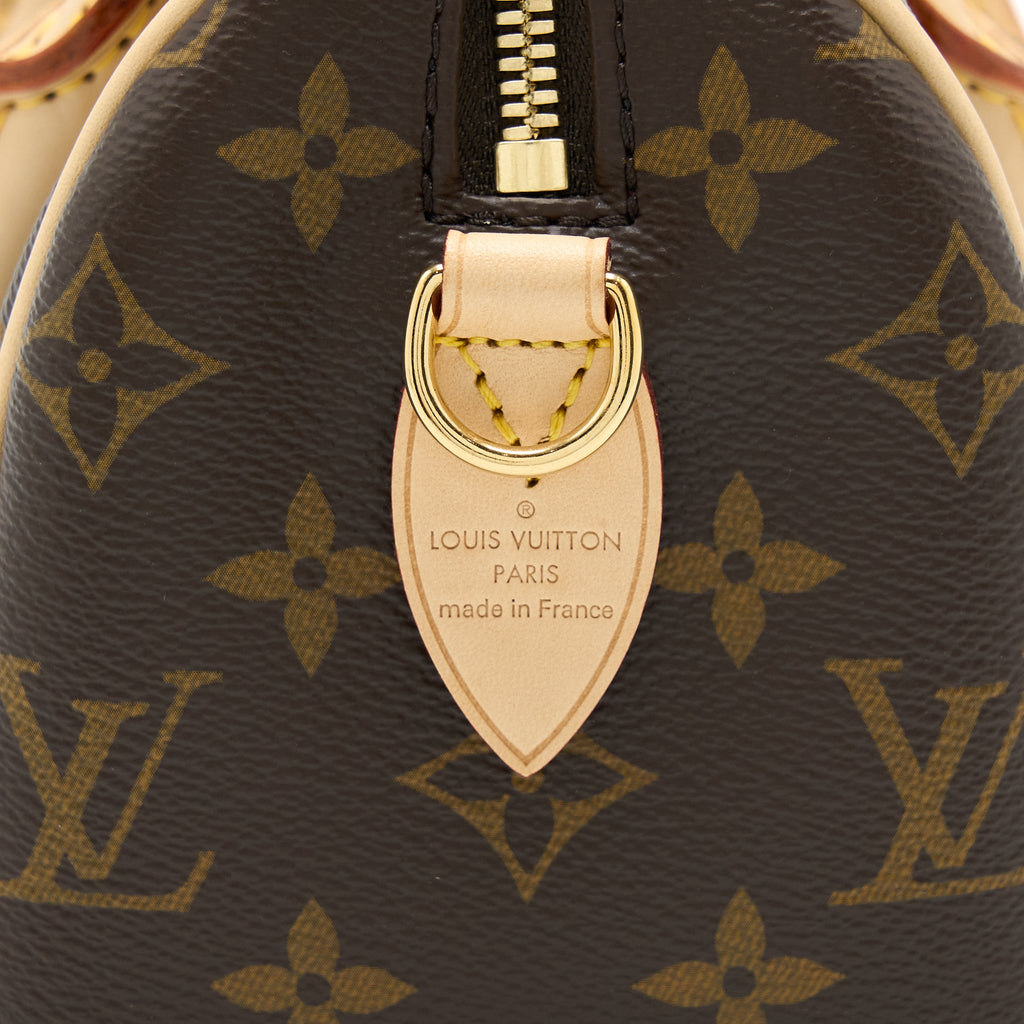 LOUIS VUITTON SPEEDY BANDOULIERE 20 MONOGRAM CANVAS WITH BLACK STRAP GHW