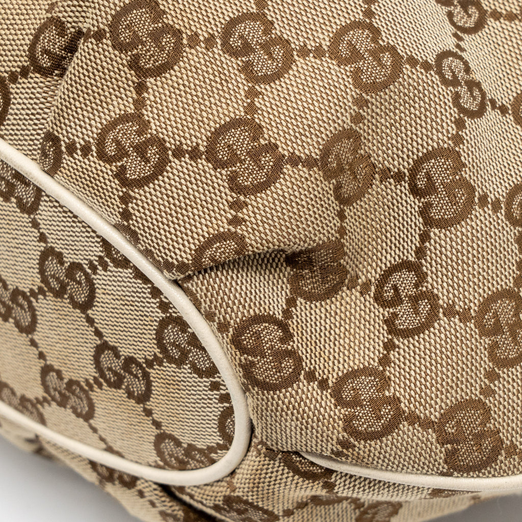 GUCCI PELHAM HOBO BAG GG CANVAS / LEATHER BEIGE/WHITE LGHW
