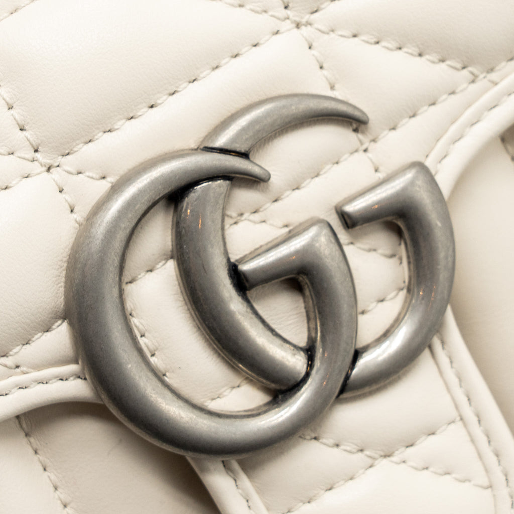 GUCCI MINI MARMONT CALFSKIN LEATHER CREAM SHW