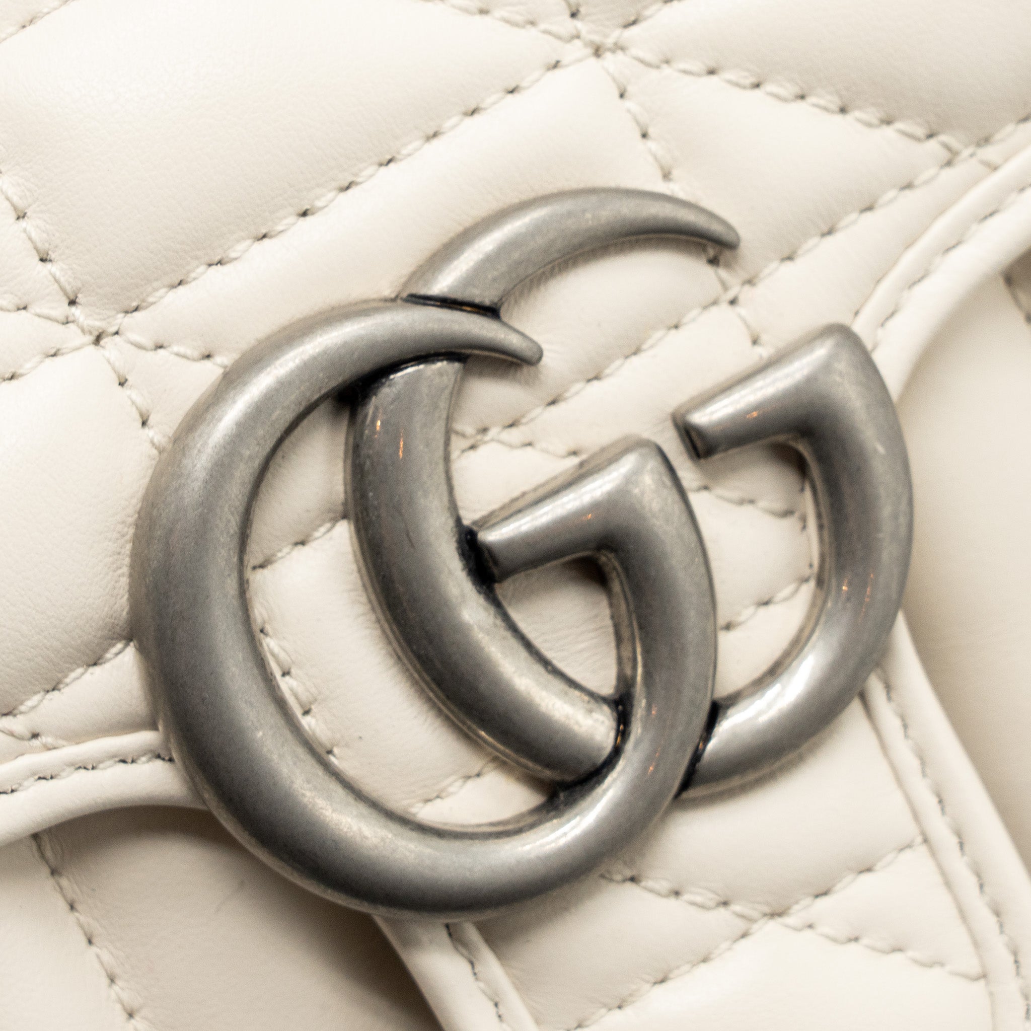 GUCCI MINI MARMONT CALFSKIN LEATHER CREAM SHW