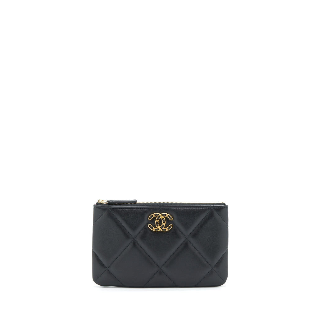 CHANEL 19 POUCH LAMBSKIN BLACK GHW