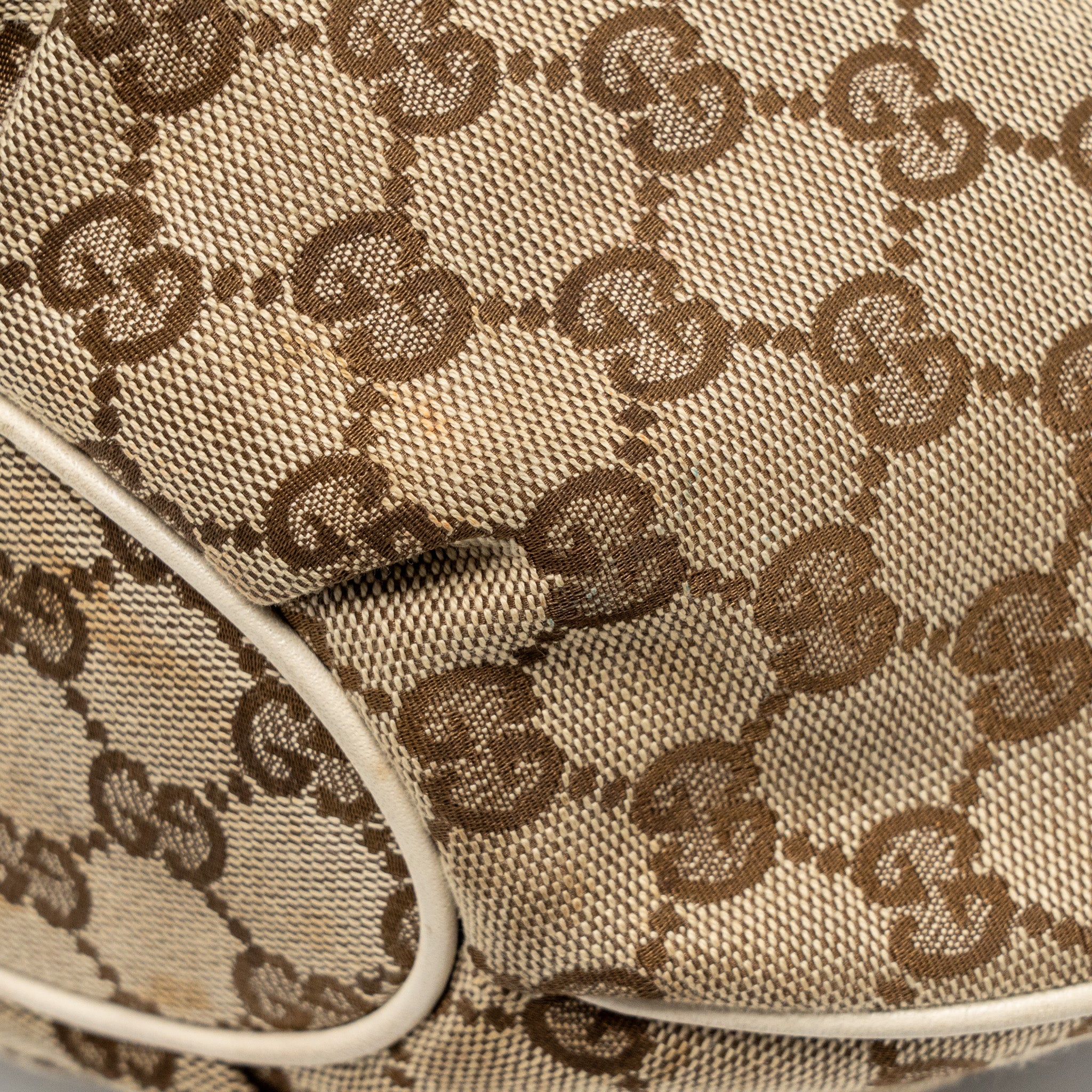 GUCCI PELHAM HOBO BAG GG CANVAS / LEATHER BEIGE/WHITE LGHW