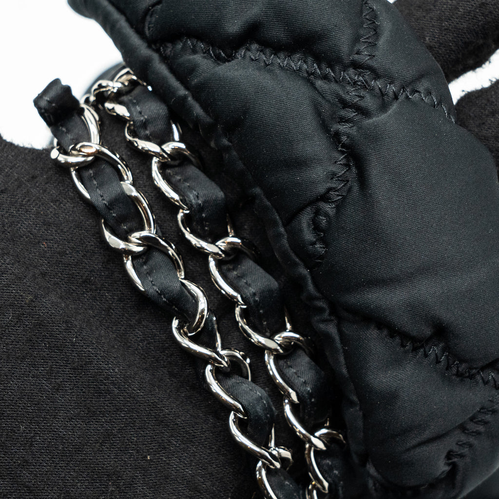 CHANEL QUILTED FLAP SHOULDER BAG NYLON BLACK SHW