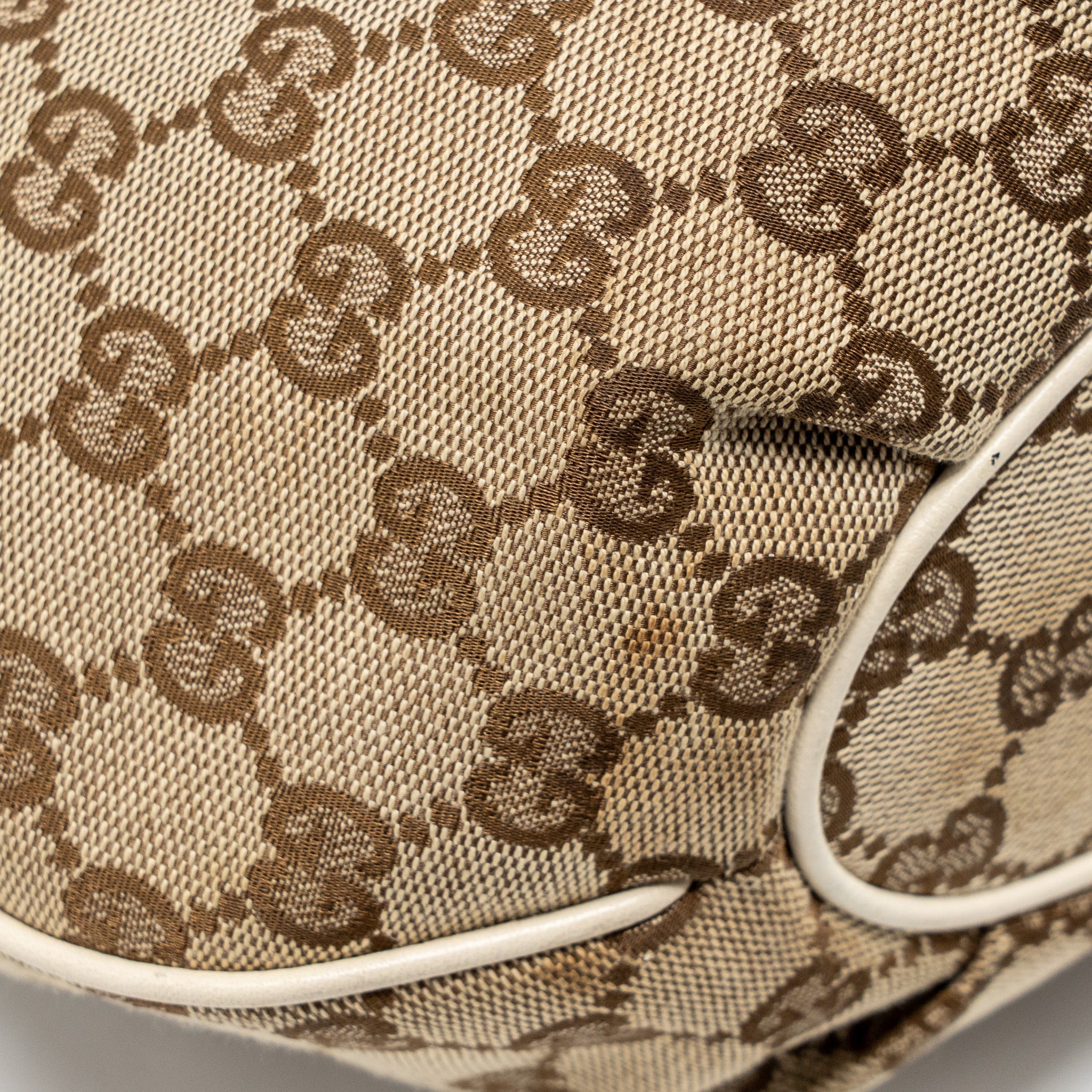 GUCCI PELHAM HOBO BAG GG CANVAS / LEATHER BEIGE/WHITE LGHW