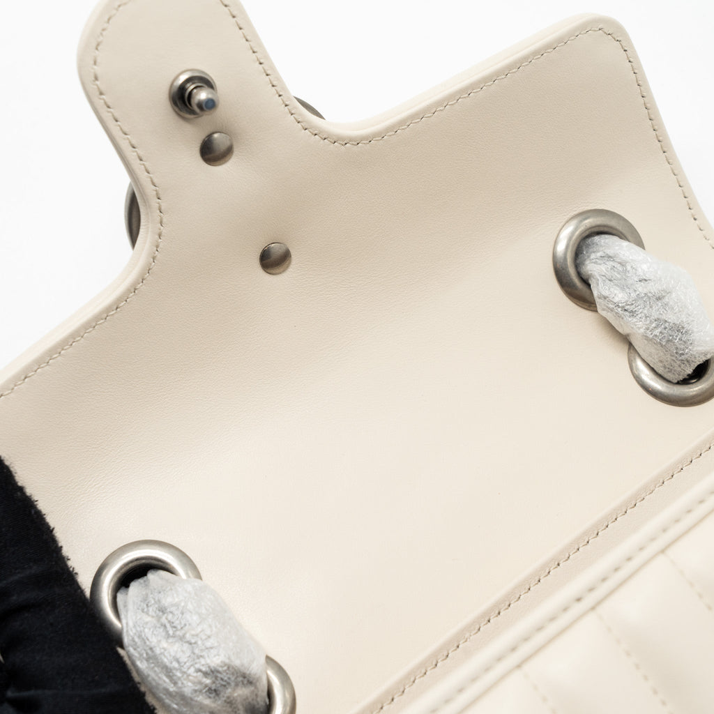GUCCI MINI MARMONT CALFSKIN LEATHER CREAM SHW
