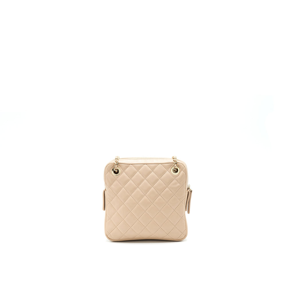 CHANEL QUILTED CHAIN SHOULDER BAG/ CROSSBODY BAG BEIGE LGHW