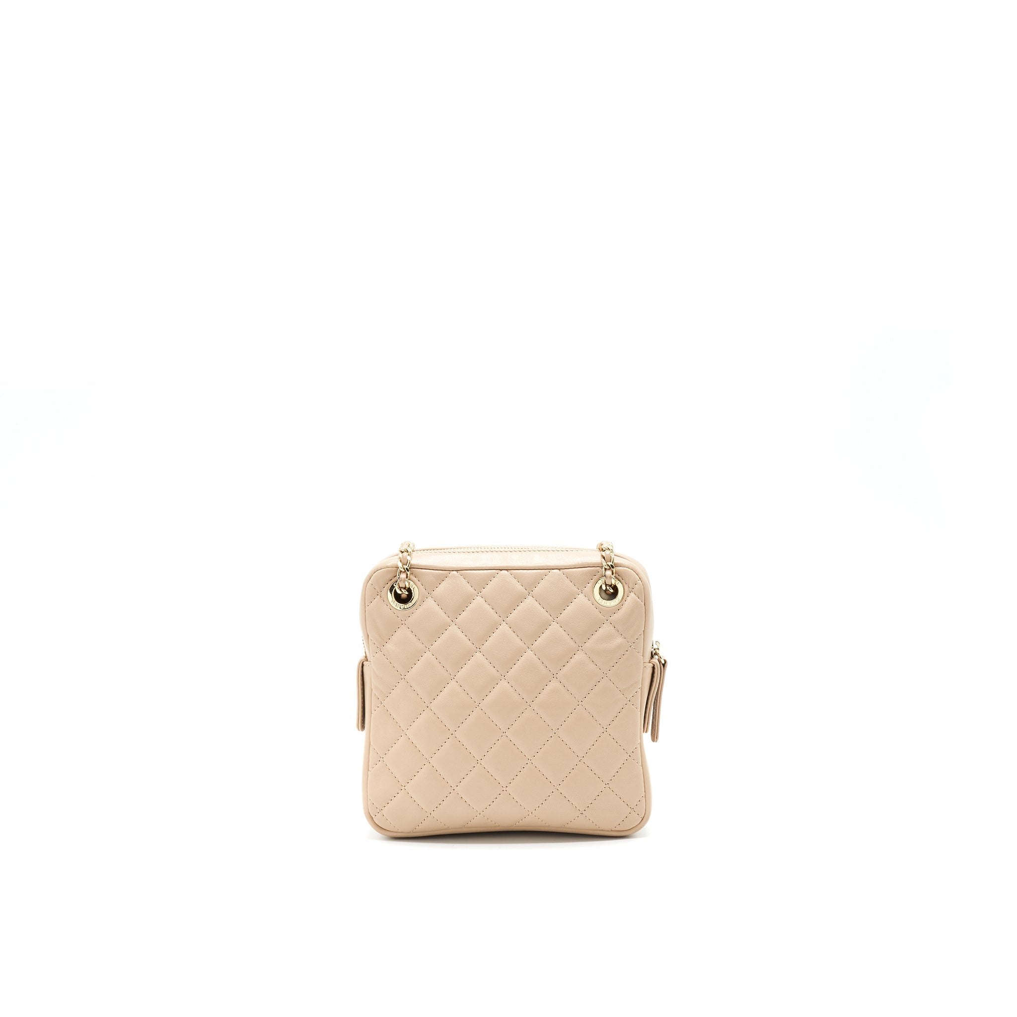 CHANEL QUILTED CHAIN SHOULDER BAG/ CROSSBODY BAG BEIGE LGHW