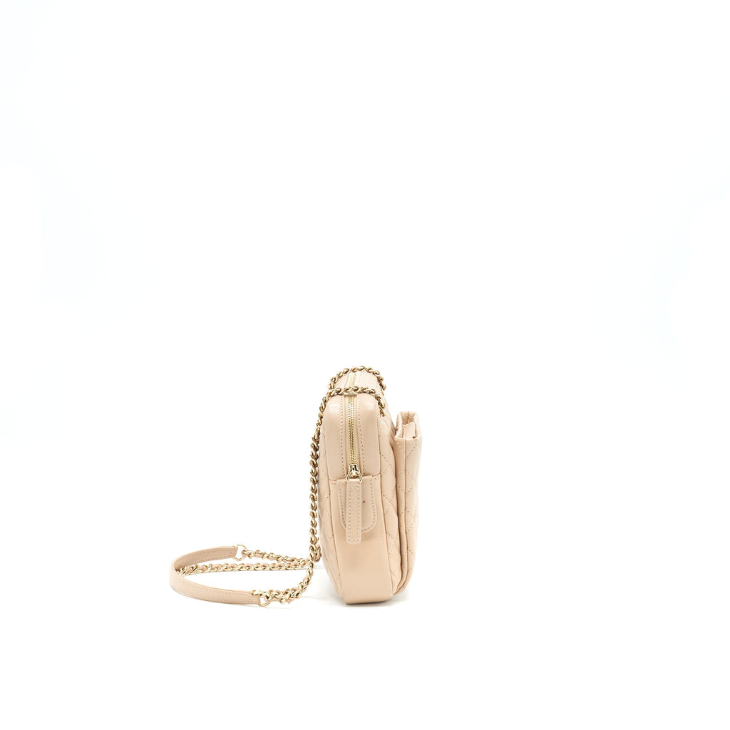 CHANEL QUILTED CHAIN SHOULDER BAG/ CROSSBODY BAG BEIGE LGHW
