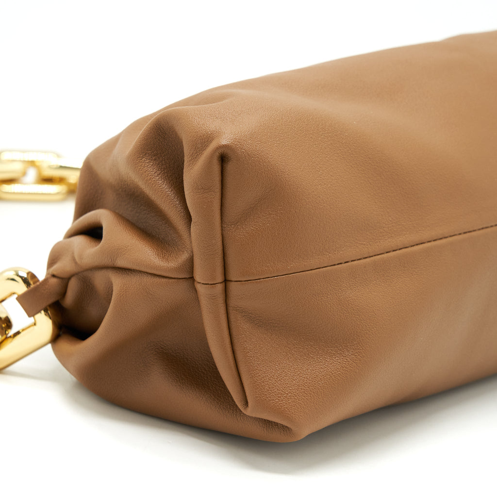 BOTTEGA VENETA CHAIN POUCH CALFSKIN CAMEL GHW