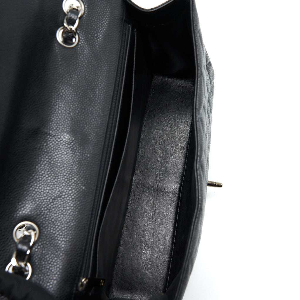 CHANEL JUMBO SINGLE FLAP BAG CAVIAR BLACK SHW