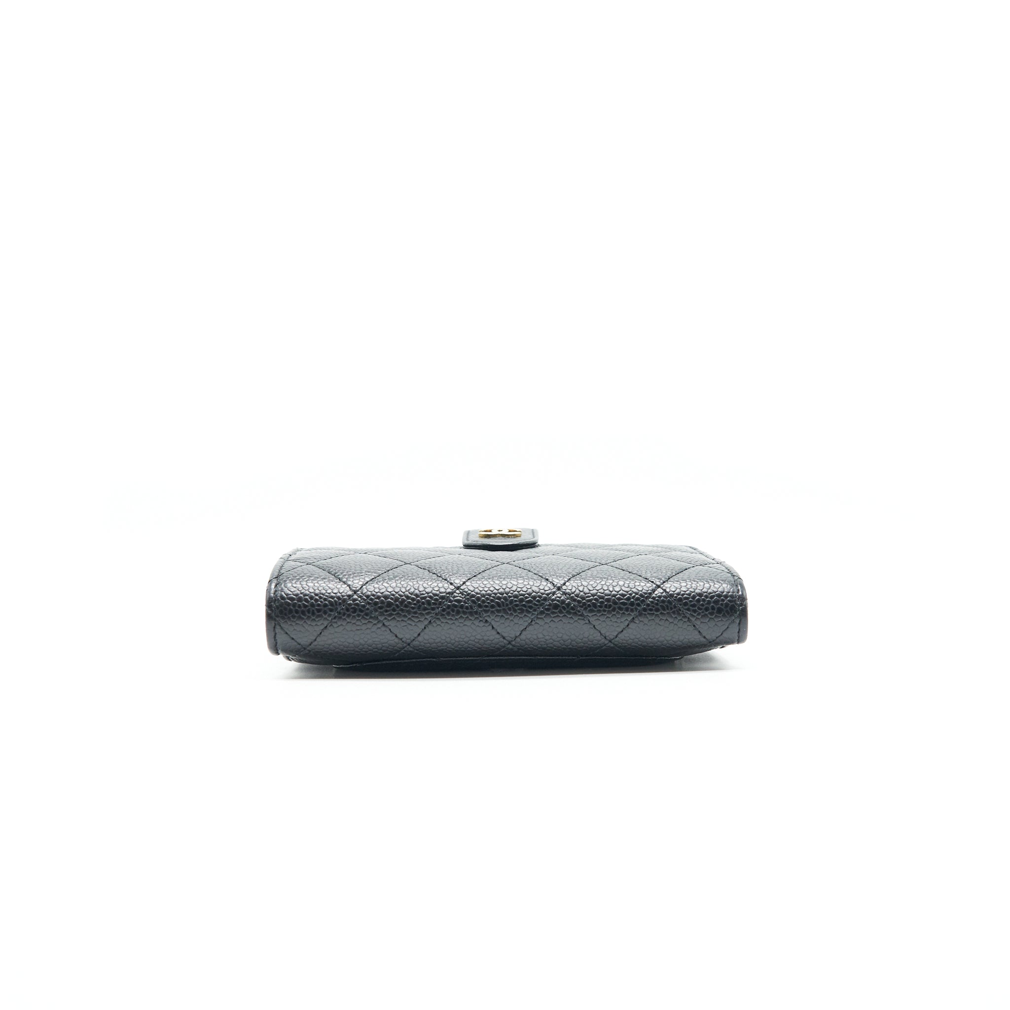 CHANEL QUILTED CC BIFOLD CAVIAR WALLET BLACK GHW