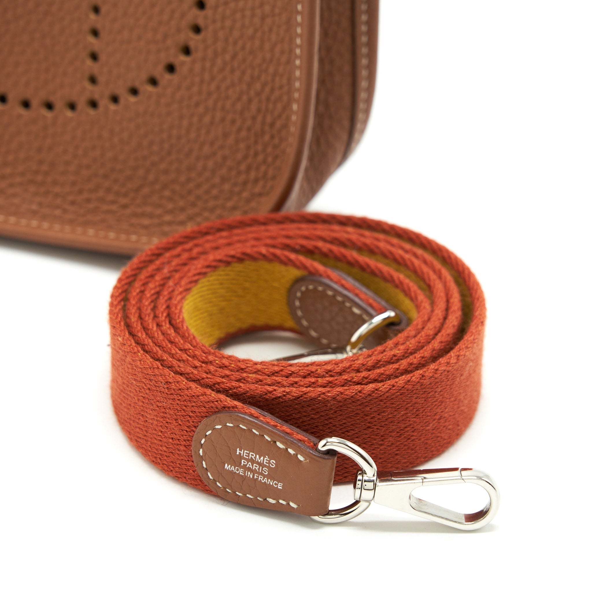 HERMES MINI EVELYNE CLEMENCE GOLD/ AMORE-BRIQUE SHW