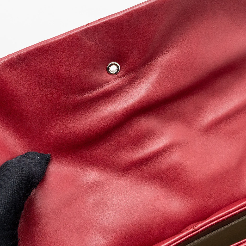 CHANEL HAMPTON TOTE BAG CALFSKIN RED SHW