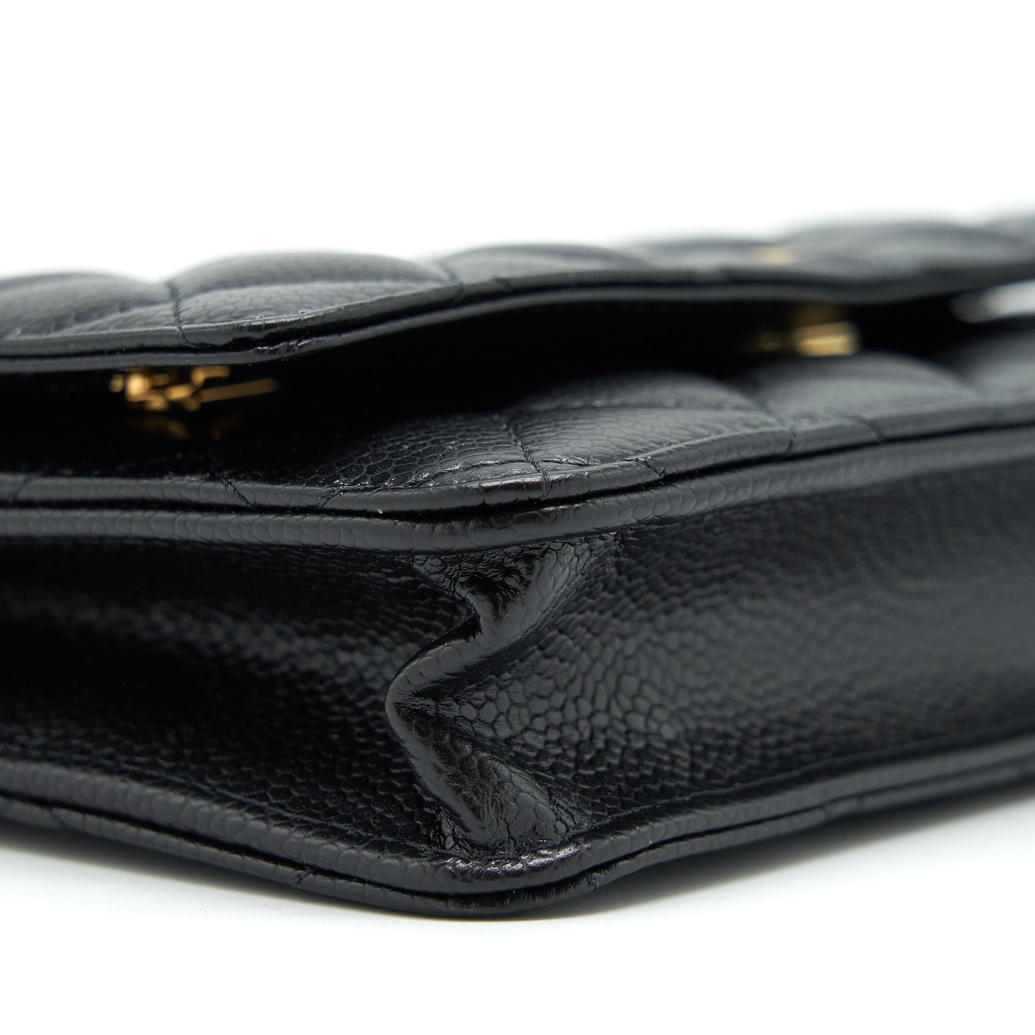CHANEL CLASS WALLET ON CHAIN CAVIAR BLACK GHW (MICROCHIP)