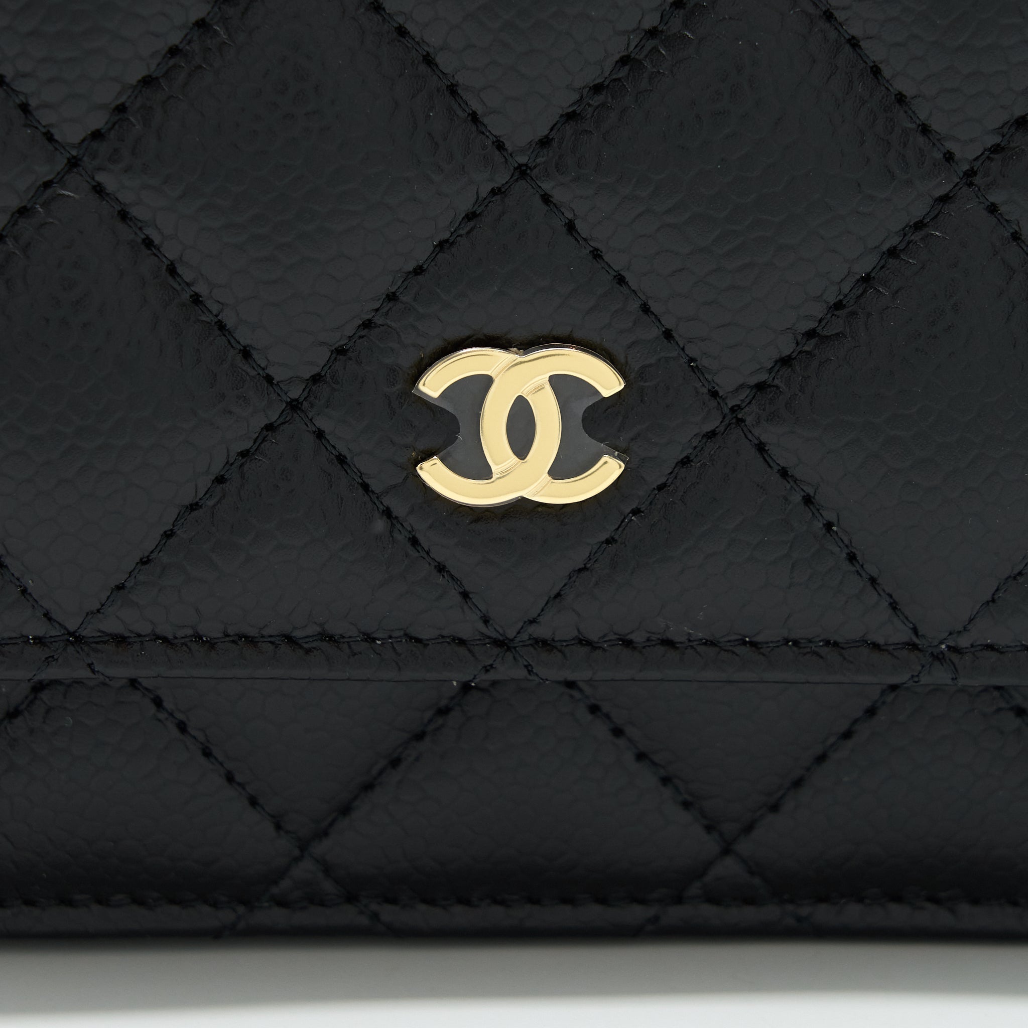 CHANEL CLASS WALLET ON CHAIN CAVIAR BLACK GHW (MICROCHIP)