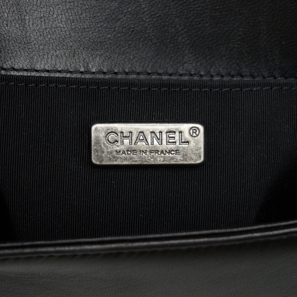 CHANEL SMALL BOY WITH CRYSTALS LAMBSKIN BLACK RUTHENIUM HARDWARE