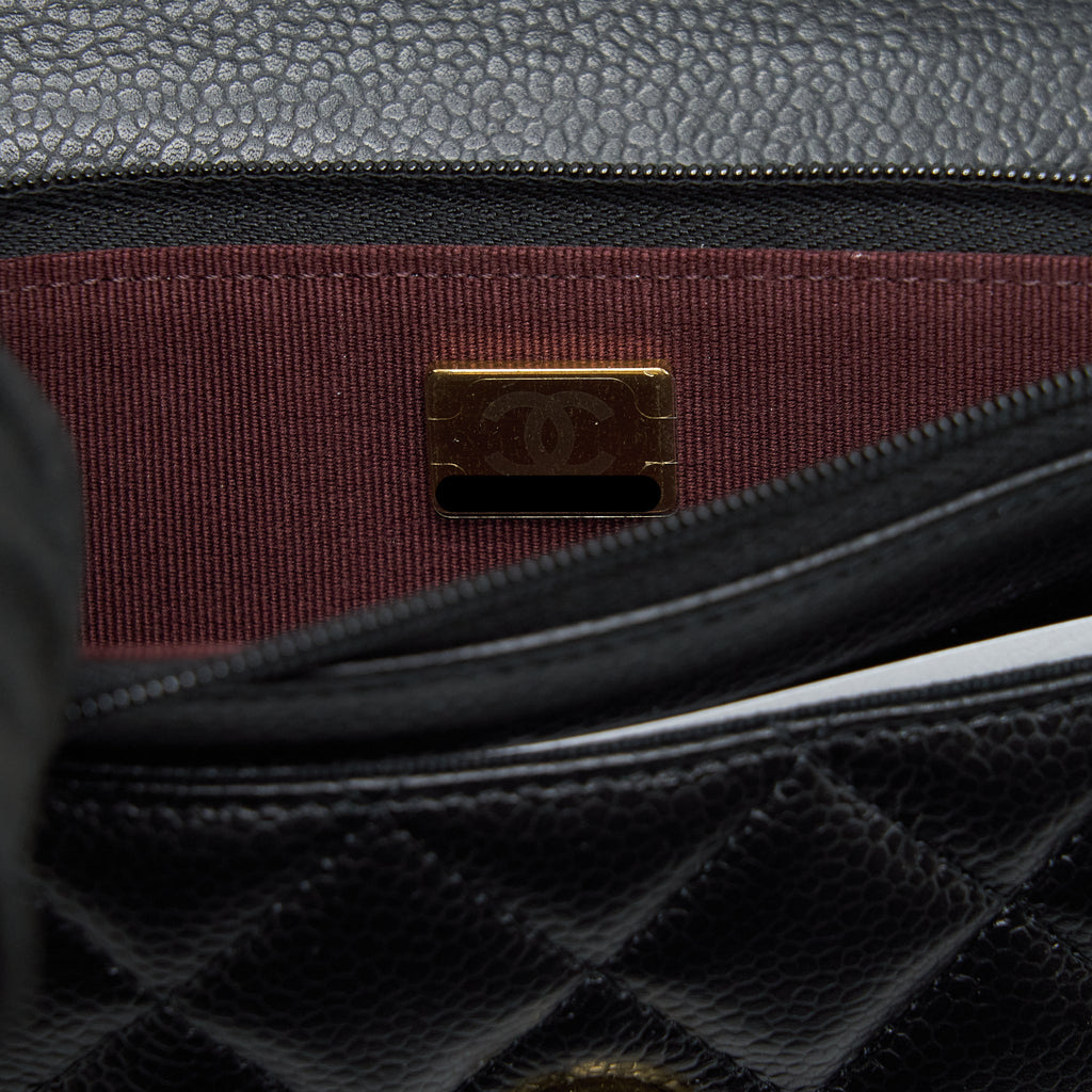 CHANEL CLASS WALLET ON CHAIN CAVIAR BLACK GHW (MICROCHIP)