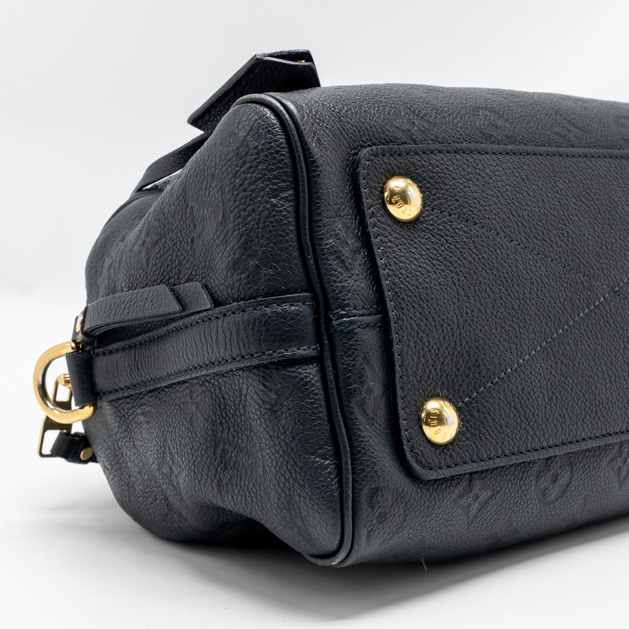 LOUIS VUITTON SPEEDY BANDOULIERE 25 MONOGRAM EMPREINTE LEATHER NAVY GHW