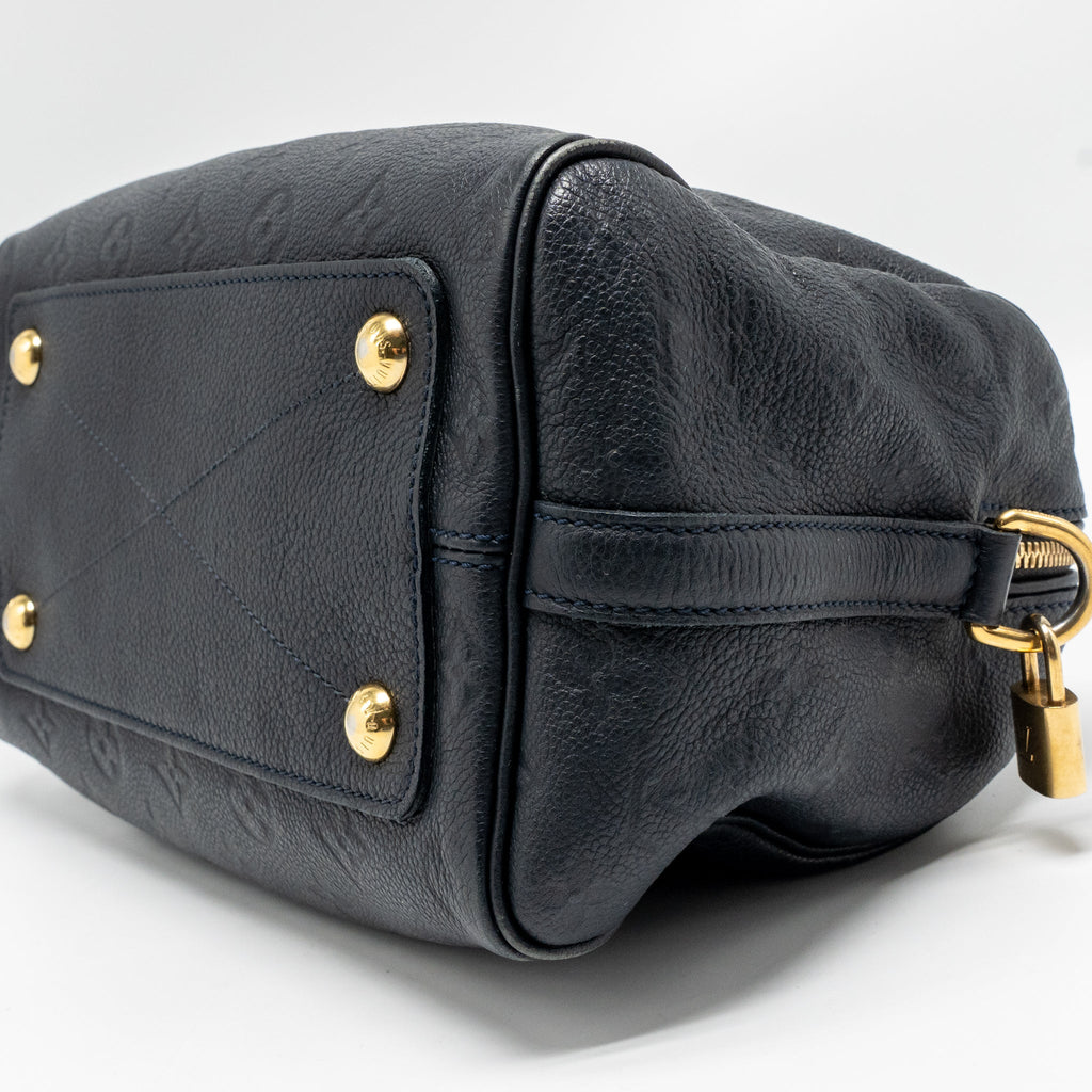 LOUIS VUITTON SPEEDY BANDOULIERE 25 MONOGRAM EMPREINTE LEATHER NAVY GHW
