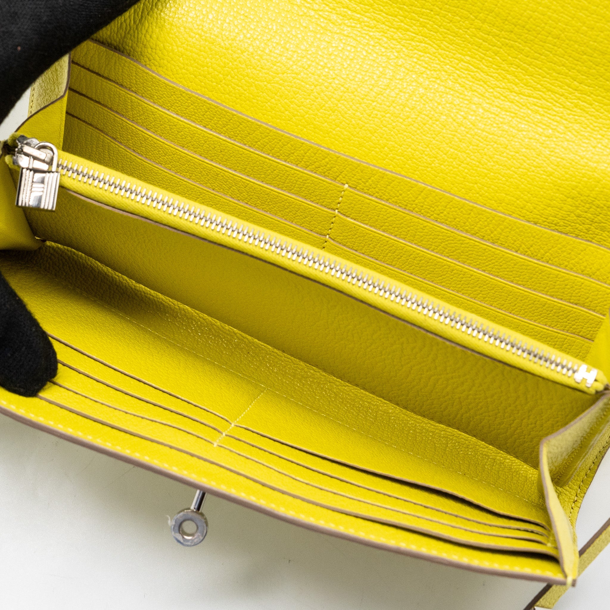 HERMES KELLY LONG WALLET CHEVRE MYSORE 9R LIME SHW