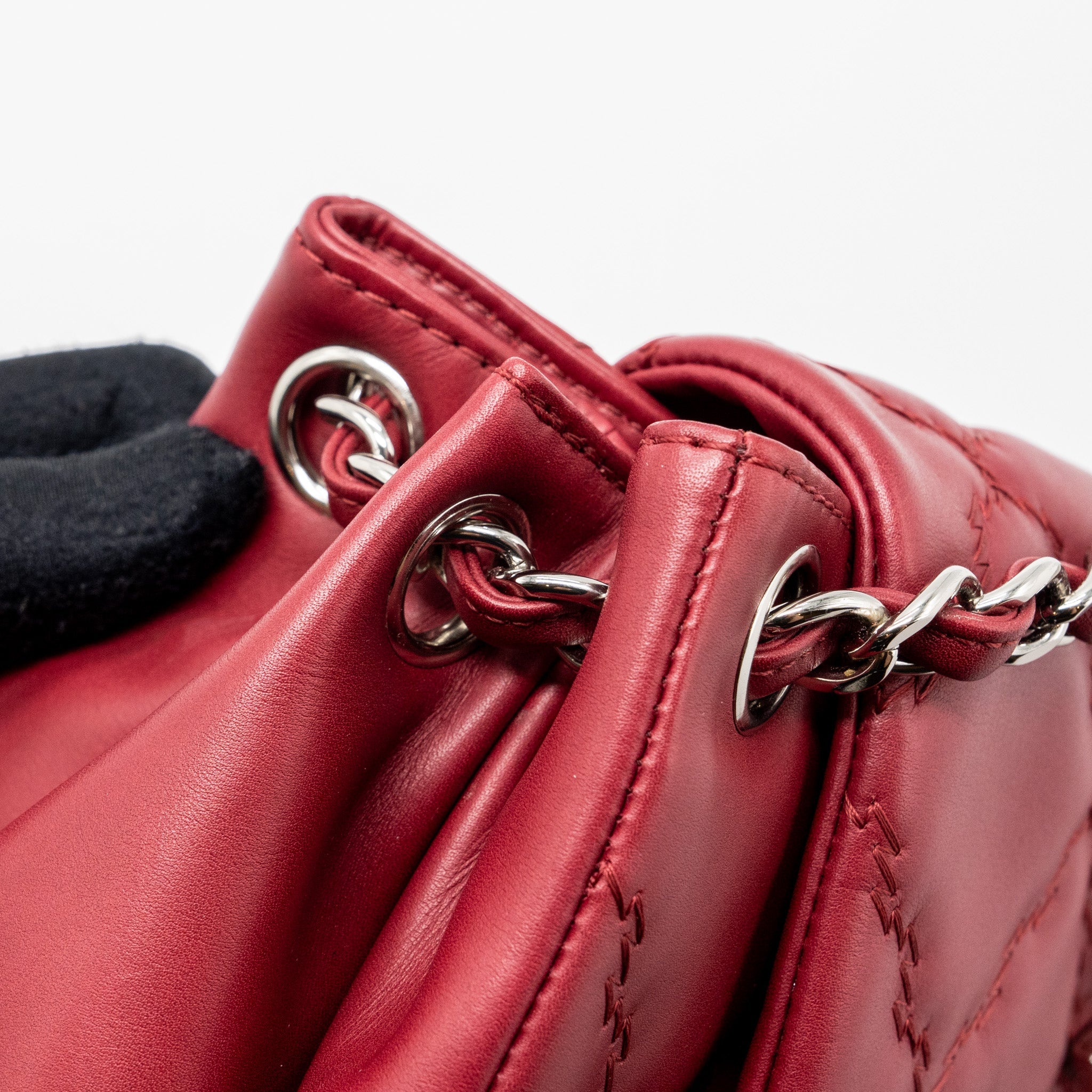CHANEL HAMPTON TOTE BAG CALFSKIN RED SHW