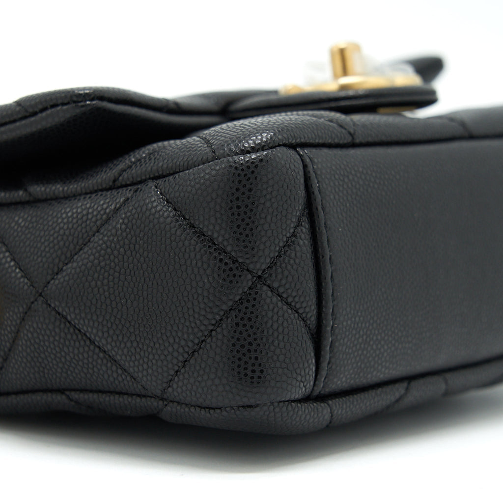CHANEL 22A SMALL FLAP BAG CAVIAR BLACK BRUSHED GHW (MICROCHIP)