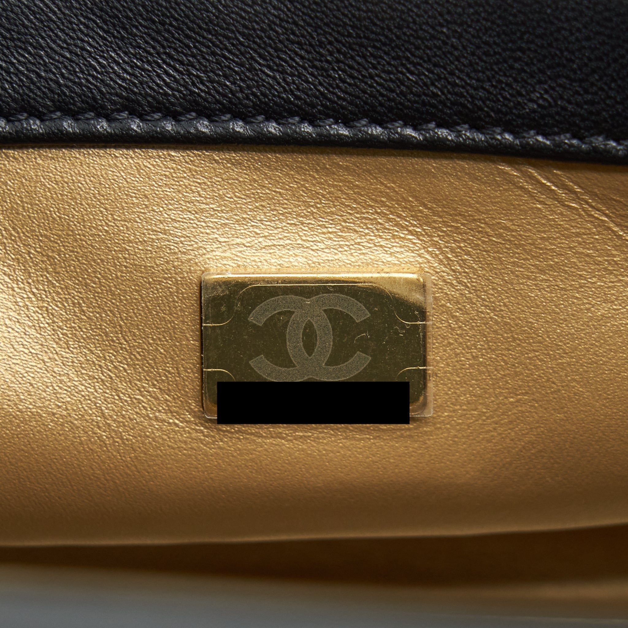 CHANEL 22C PEARL CRUSH MINI SQUARE FLAP BAG LAMBSKIN BLACK GHW (MICROCHIP)