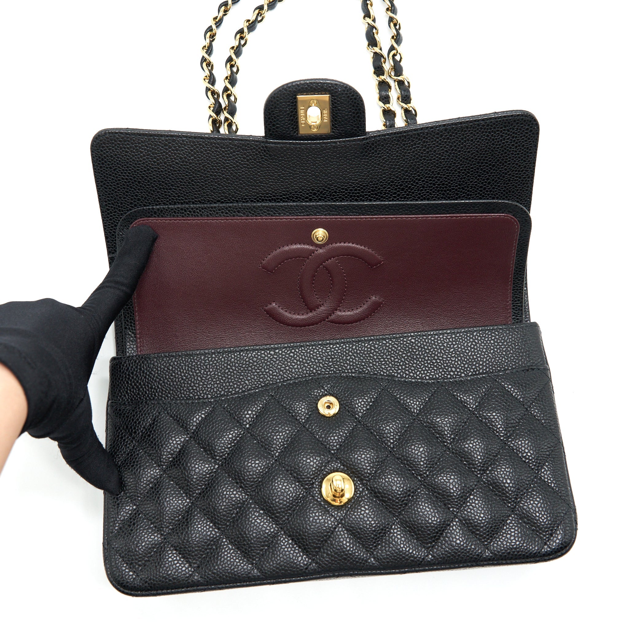 CHANEL MEDIUM CLASSIC FLAP BAG CAVIAR BLACK GHW
