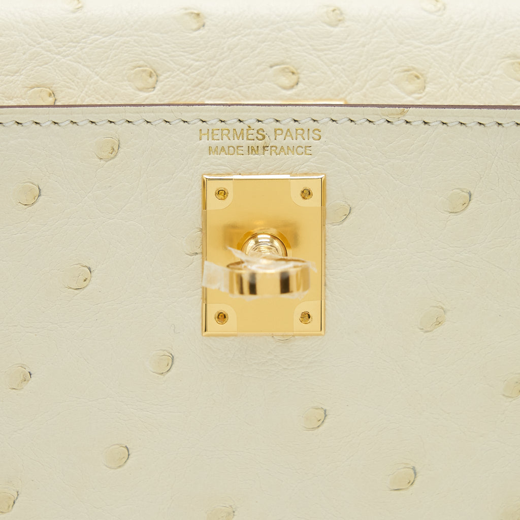 HERMES SAC MINI KELLY II SELLIER OSTRICH NATA GHW