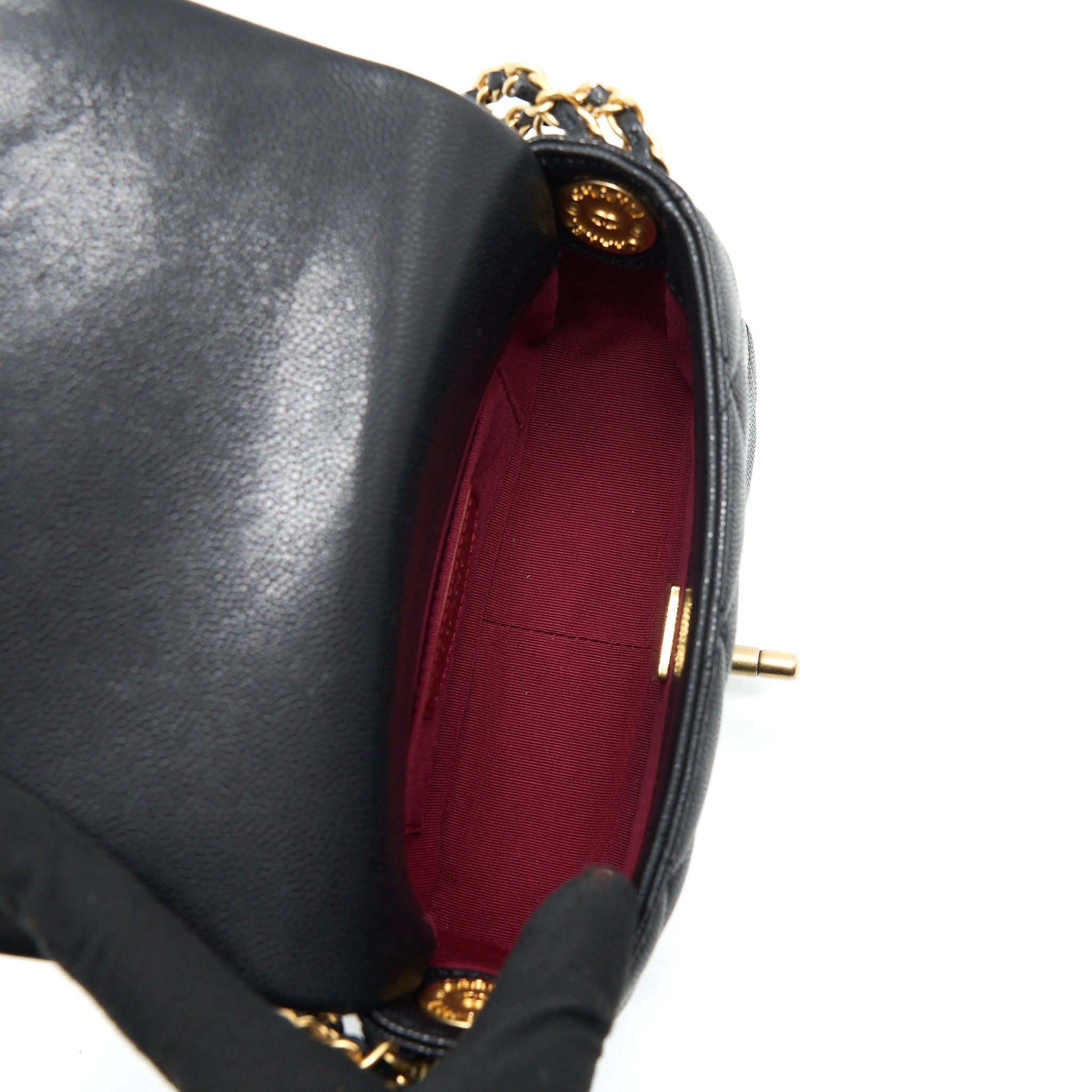 CHANEL 22A SMALL FLAP BAG CAVIAR BLACK BRUSHED GHW (MICROCHIP)